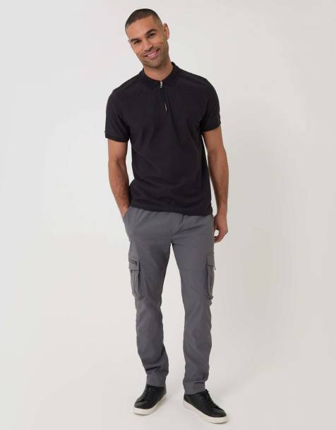Threadbare Slim fit stretch cargo trousers in grey in grey - view 1