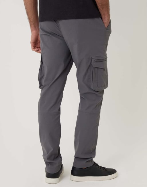 Threadbare Slim fit stretch cargo trousers in grey in grey, 4 of 4