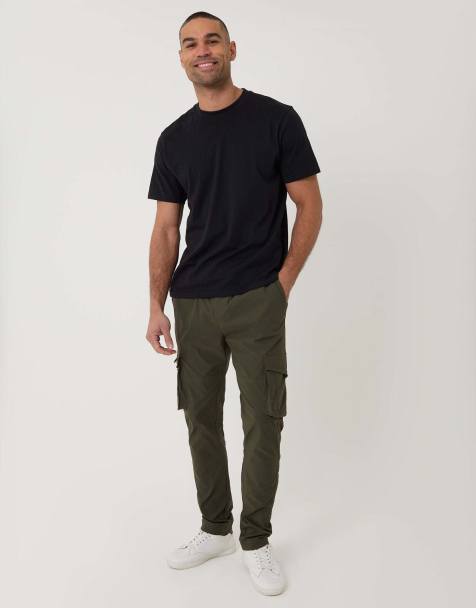 Threadbare Slim fit stretch cargo trousers in khaki green