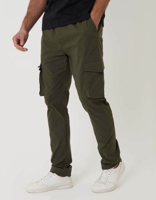 Threadbare Slim fit stretch cargo trousers in khaki green, 2 of 5