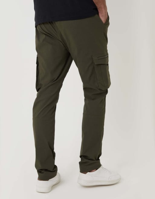 Threadbare Slim fit stretch cargo trousers in khaki green, 4 of 5