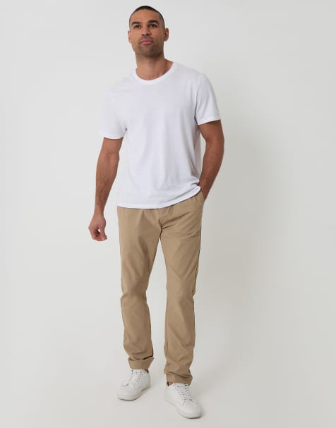 Threadbare Slim fit stretch trousers in stone