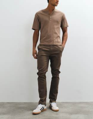Threadbare Slim Leg Pants In Brown
