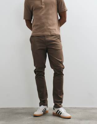 Threadbare Slim Leg Pants In Brown