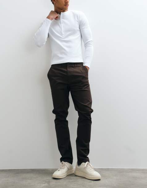 Threadbare slim leg trousers in chocolate brown - view 1