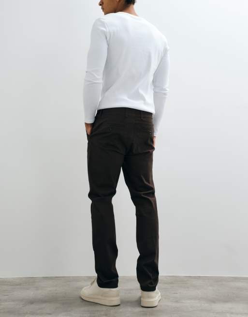Threadbare slim leg trousers in chocolate brown, 5 of 5