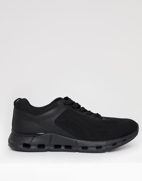 Threadbare Slip on textured trainers in black - view 1