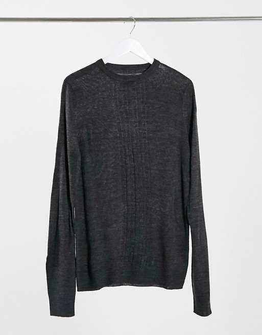 Threadbare soft touch cable knit jumper in grey