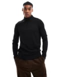 [Threadbare] Threadbare soft touch half zip funnel neck jumper in black S BLACK