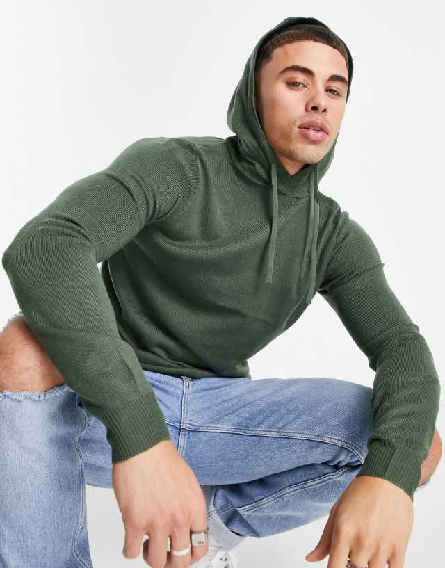 Threadbare soft touch hooded sweater in thyme