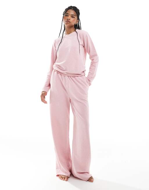 Threadbare soft touch long sleeve pajama set in light pink