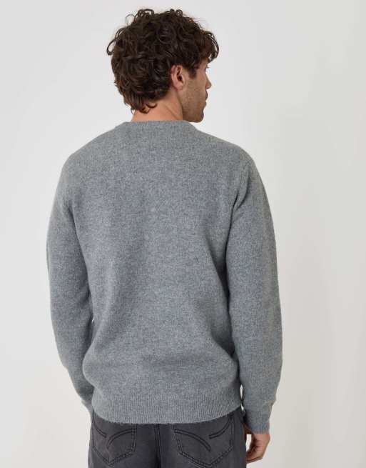 Threadbare Soft v neck jumper in grey marl, 2 of 4
