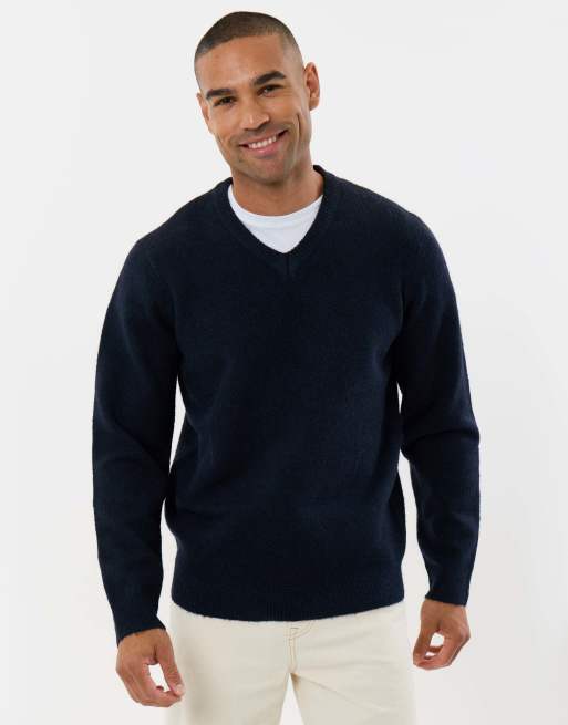 Threadbare Soft v neck jumper in navy, 2 of 5