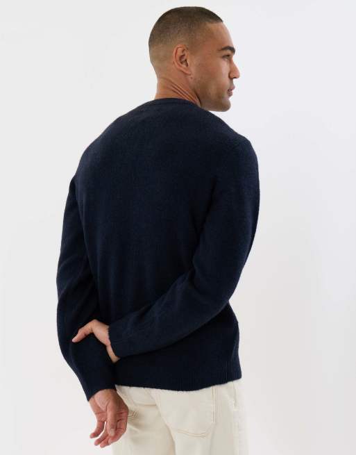 Threadbare Soft v neck jumper in navy, 4 of 5