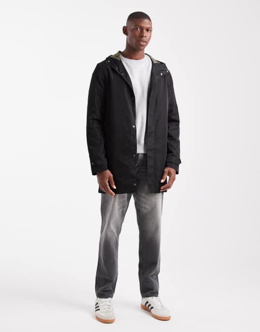 Threadbare - Sort parka-jakke med hætte, 2 af 5