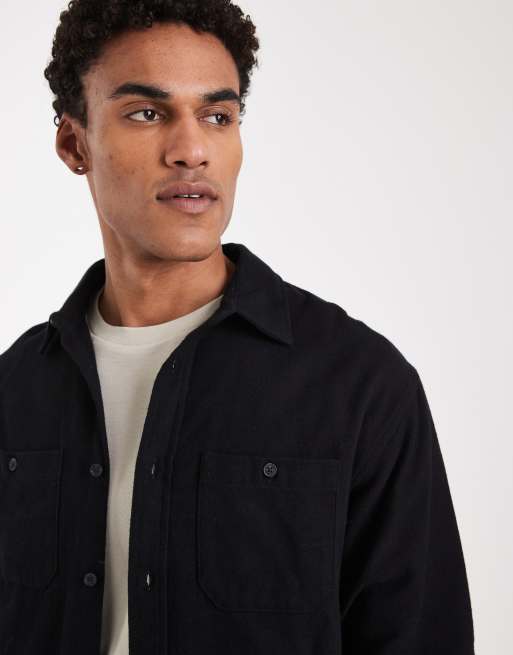 Threadbare - Sort skjorte med knapper i bomuld, 3 af 5