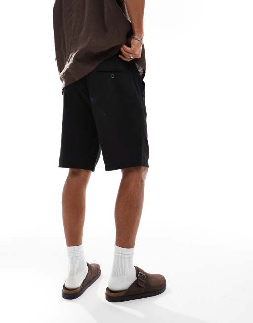 Threadbare - Sorte shorts med løbesnor og hør, 4 af 5