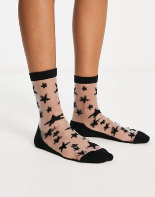 Threadbare star socks in black
