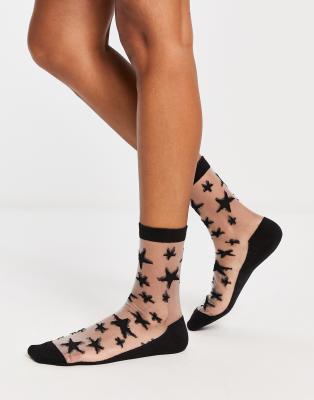 Threadbare star socks in black
