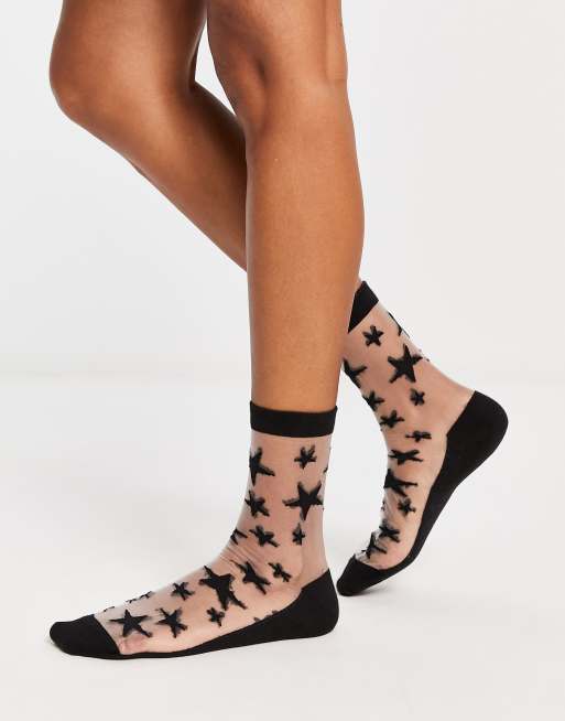 Threadbare star socks in black ASOS