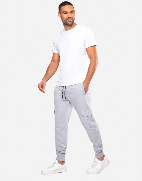 Threadbare 'stefan' cargo style joggers in grey - view 1