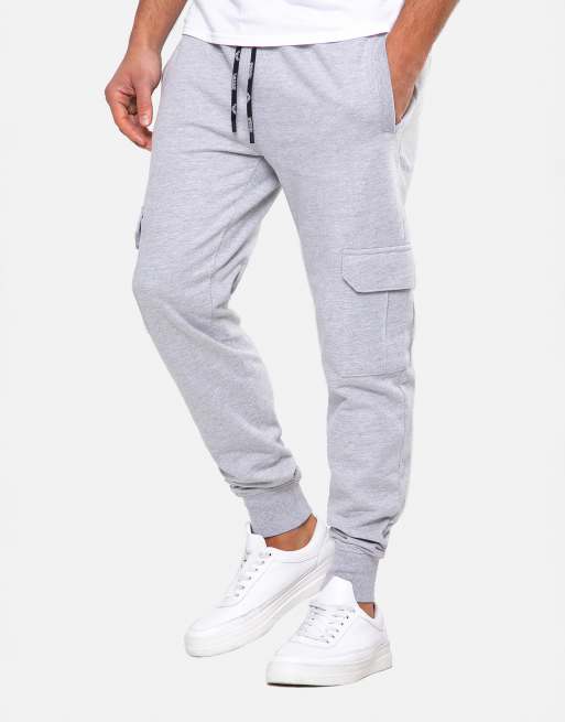 Threadbare 'stefan' cargo style joggers in grey, 3 of 4