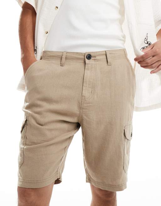 Threadbare – Stenfärgade cargoshorts i linne
