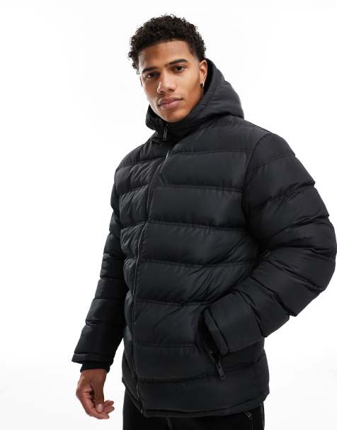 Threadbare – Steppjacke mit Kapuze in Schwarz - view 1