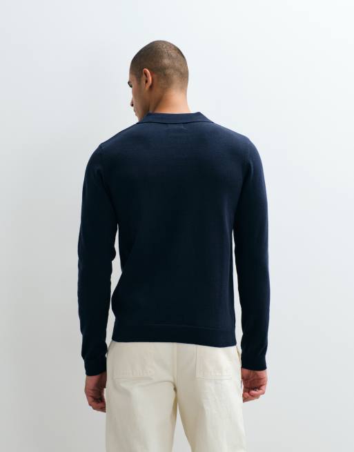 Threadbare stickad tröja med polokrage i navy, 3 av 5
