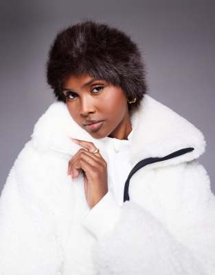 Threadbare - Stirnband aus Kunstpelz in Schokobraun-Brown