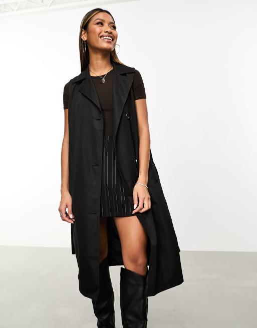 Black sleeveless outlet duster coat