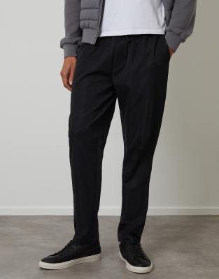 Threadbare Straight Fit Drawcord Trousers In Black