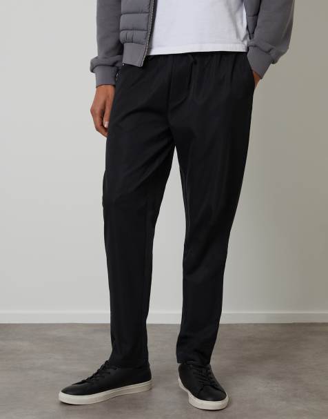 Threadbare Straight fit drawcord trousers in black