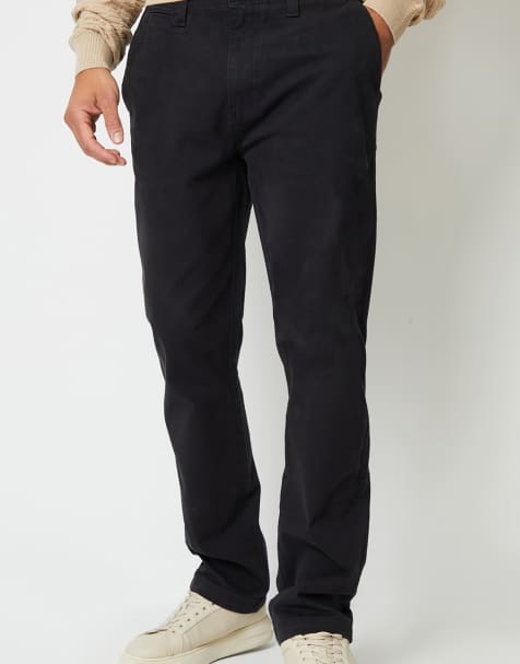 Threadbare Straight leg canvas trousers with stretch in black - view 1