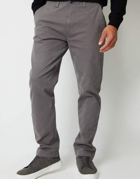 Threadbare Straight leg canvas trousers with stretch in dark grey