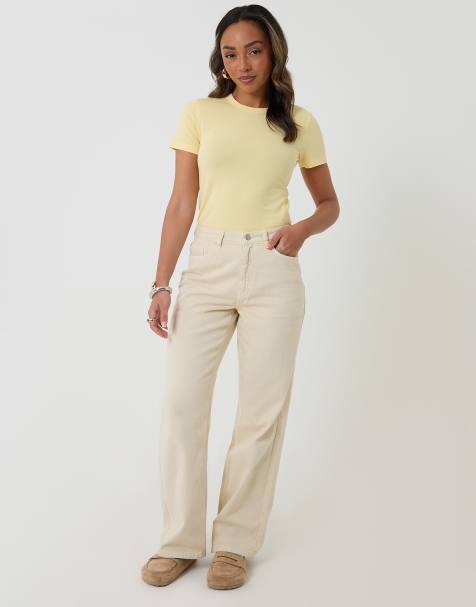 Threadbare Straight leg jeans in ecru