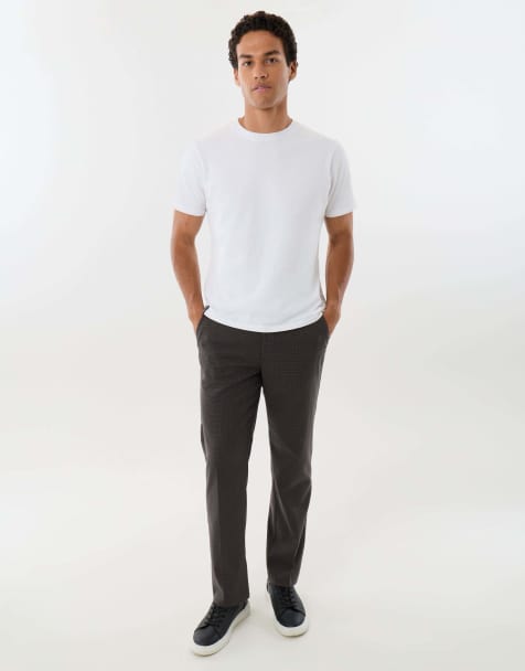 Threadbare Straight leg tailored trousers in brown - view 1