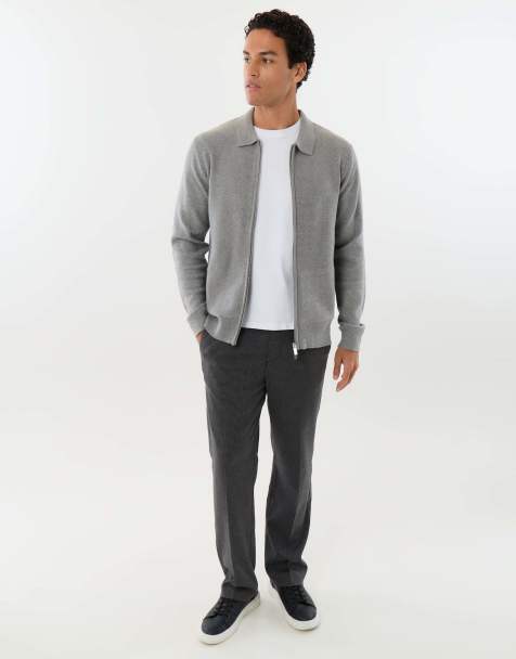 Threadbare Straight leg tailored trousers in charcoal grey - view 1