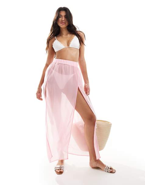 Threadbare – Strand-Maxirock in Babyrosa - view 1