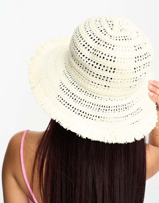 Natural Frayed Edge Straw Hat