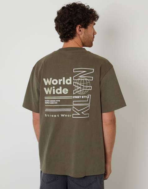 Threadbare Streetwear graphic print relaxed fit t-shirt in khaki - view 1