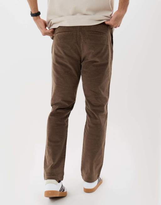 Threadbare Stretch cotton corduroy trousers in taupe, 2 of 4