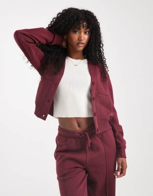 Threadbare - Strickjacke aus Jersey in Burgunderrot mit Knopfleiste, Kombiteil