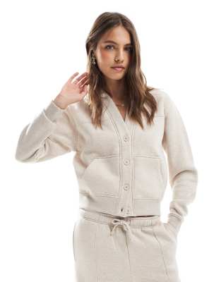 Threadbare - Strickjacke aus Jersey in Haferbeige mit Knopfleiste, Kombiteil-Neutral