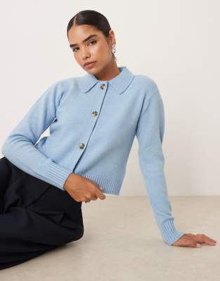 Threadbare - Strickjacke in Blau mit Kragendetail