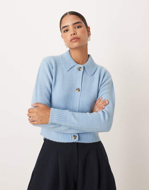 Threadbare – Strickjacke in Blau mit Kragendetail, 2 von 4