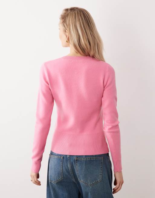 Threadbare – Strickjacke in Rosa mit Rundhalsausschnitt, 4 von 4