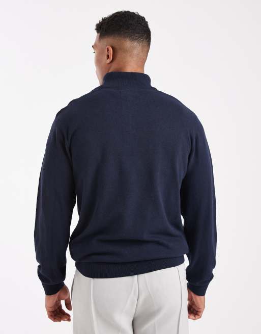 Threadbare – Strickpullover in Marineblau mit kurzem Reißverschluss, 3 von 5
