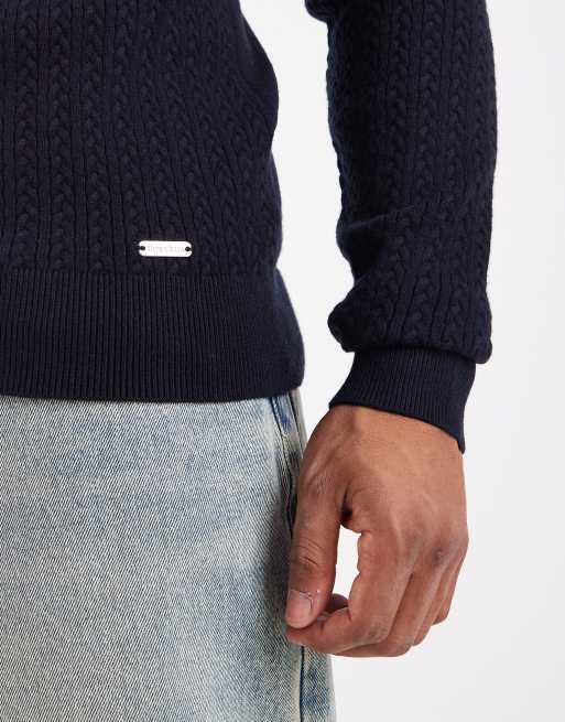 Threadbare – Strickpullover in Marineblau mit Rundhalsausschnitt, 5 von 5