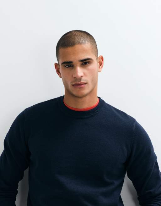 Threadbare – Strickpullover in Marineblau mit Rundhalsausschnitt, 3 von 5